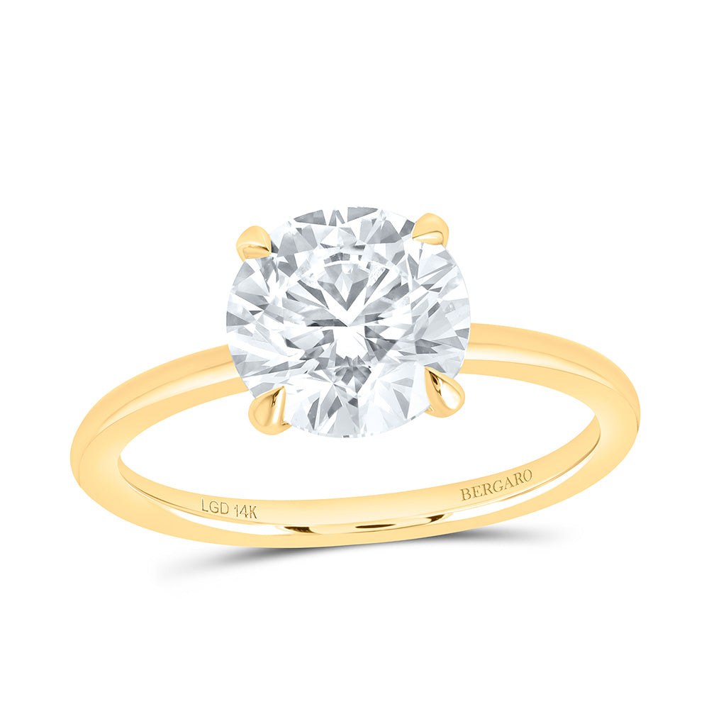 14K Yellow Or White Gold 2 1/2 Cttw Lab Grown Diamond Round Solitaire Ring