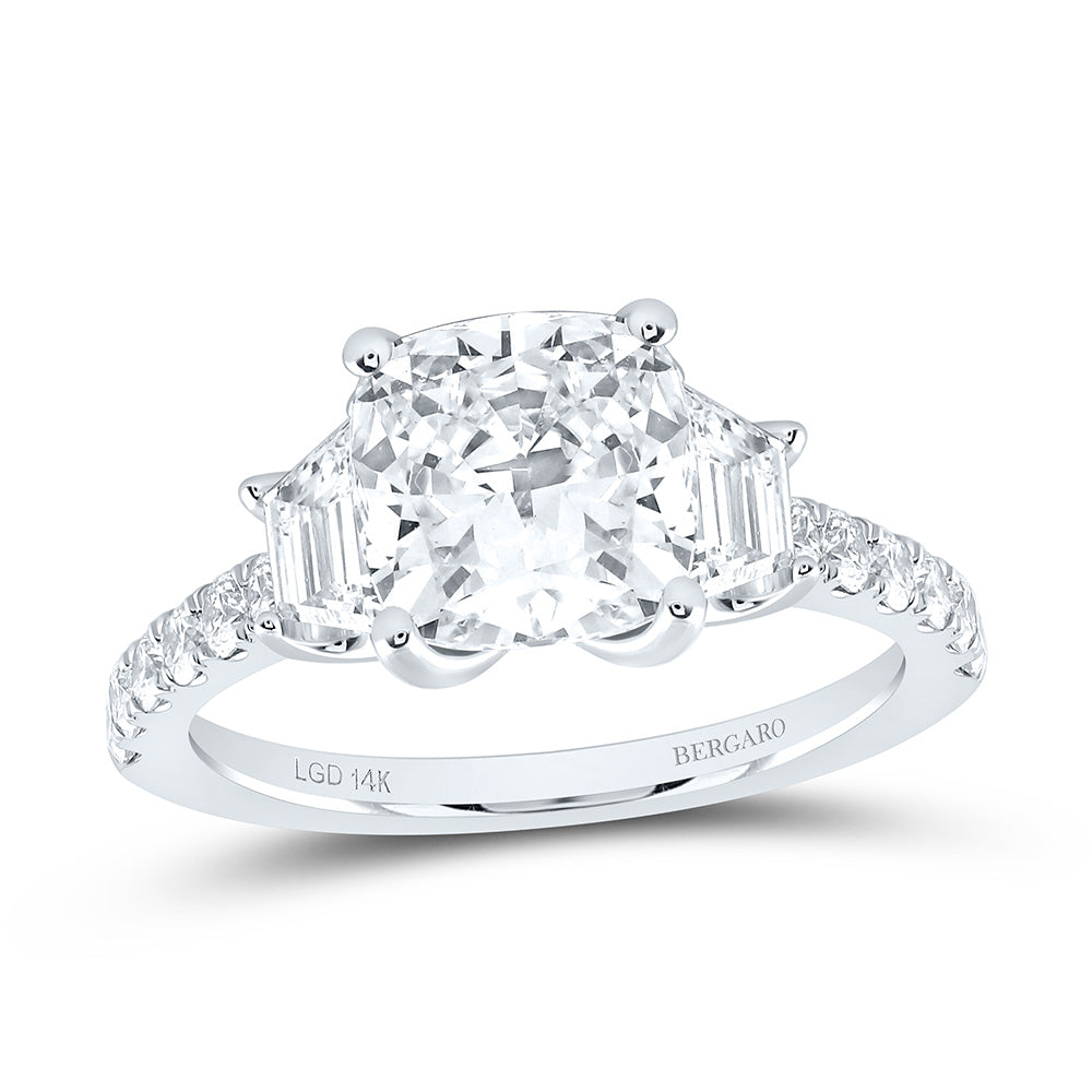 14K Yellow Or White Gold 2 7/8 Cttw Lab Grown Diamond 2 Cttw Center Cushion Fashion Cushion Engagement Ring