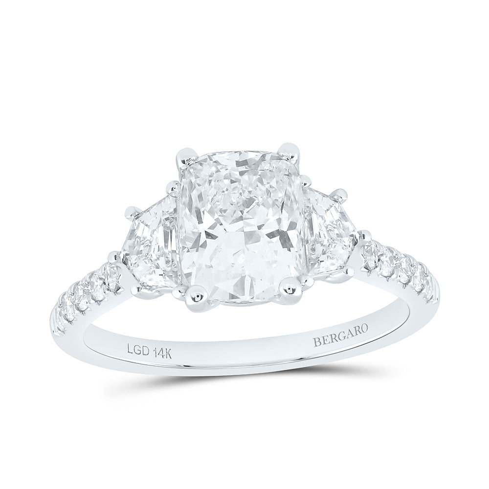 14K Yellow Or White Gold 3 Cttw Lab Grown Diamond 2 Cttw Center Cushion, 5/8Ct-Elongated Cushion Engagement Ring