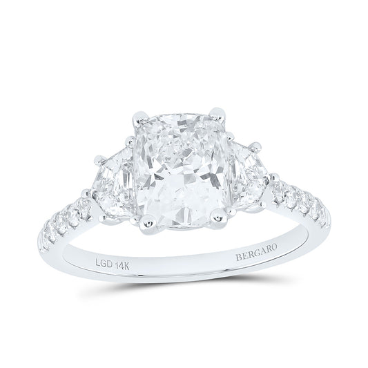 14K Yellow Or White Gold 3 Cttw Lab Grown Diamond 2 Cttw Center Cushion, 5/8Ct-Elongated Cushion Engagement Ring