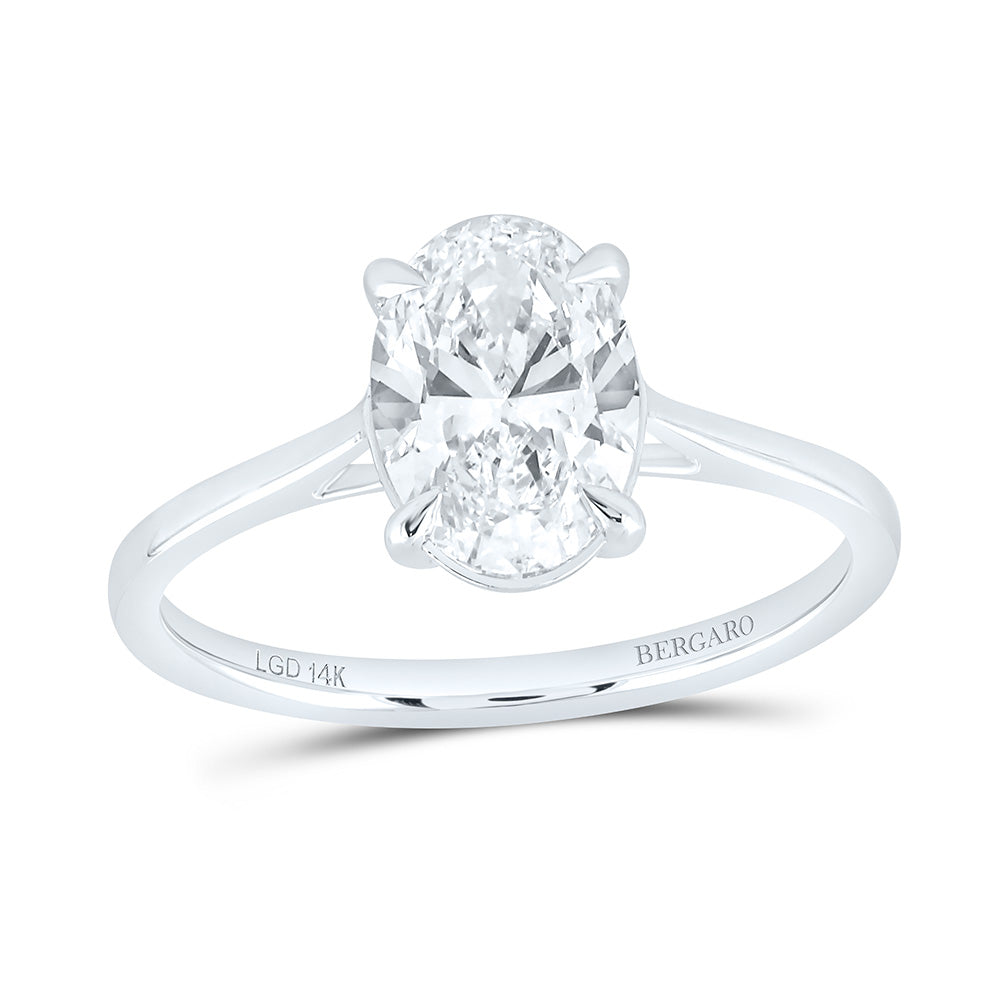 14K Yellow Or White Gold 1 1/2 Cttw Lab Grown Diamond Oval Solitaire Ring