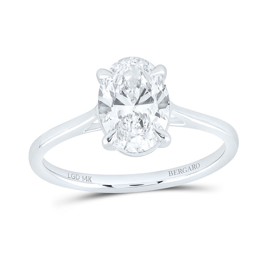 14K Yellow Or White Gold 1 1/2 Cttw Lab Grown Diamond Oval Solitaire Ring