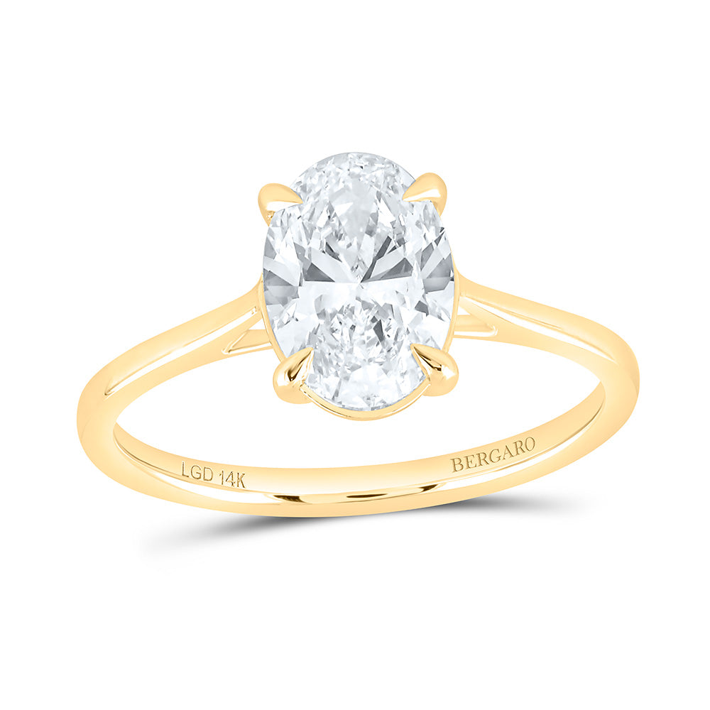 14K Yellow Or White Gold 1 1/2 Cttw Lab Grown Diamond Oval Solitaire Ring