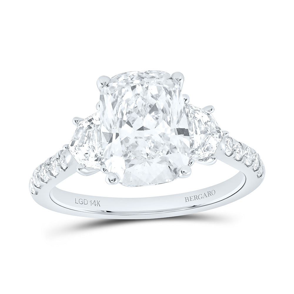 14K Yellow Or White Gold 4 Cttw Lab Grown Diamond 3 Cttw Center Cushion, 1/3Ct-Cadi Fashion Cushion Engagement Ring