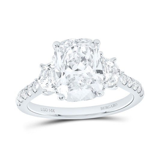 14K Yellow Or White Gold 4 Cttw Lab Grown Diamond 3 Cttw Center Cushion, 1/3Ct-Cadi Fashion Cushion Engagement Ring