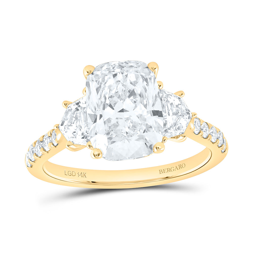14K Yellow Or White Gold 4 Cttw Lab Grown Diamond 3 Cttw Center Cushion, 1/3Ct-Cadi Fashion Cushion Engagement Ring