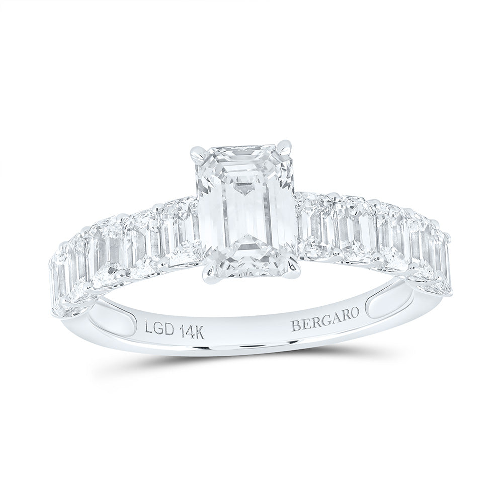 14K Yellow Or White Gold 2 1/2 Cttw Lab Grown Diamond 1 Cttw Center Emerald Engagement Ring