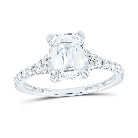 14K Yellow Or White Gold 2 3/8 Cttw Lab Grown Diamond 2 Cttw Center Emerald Engagement Ring