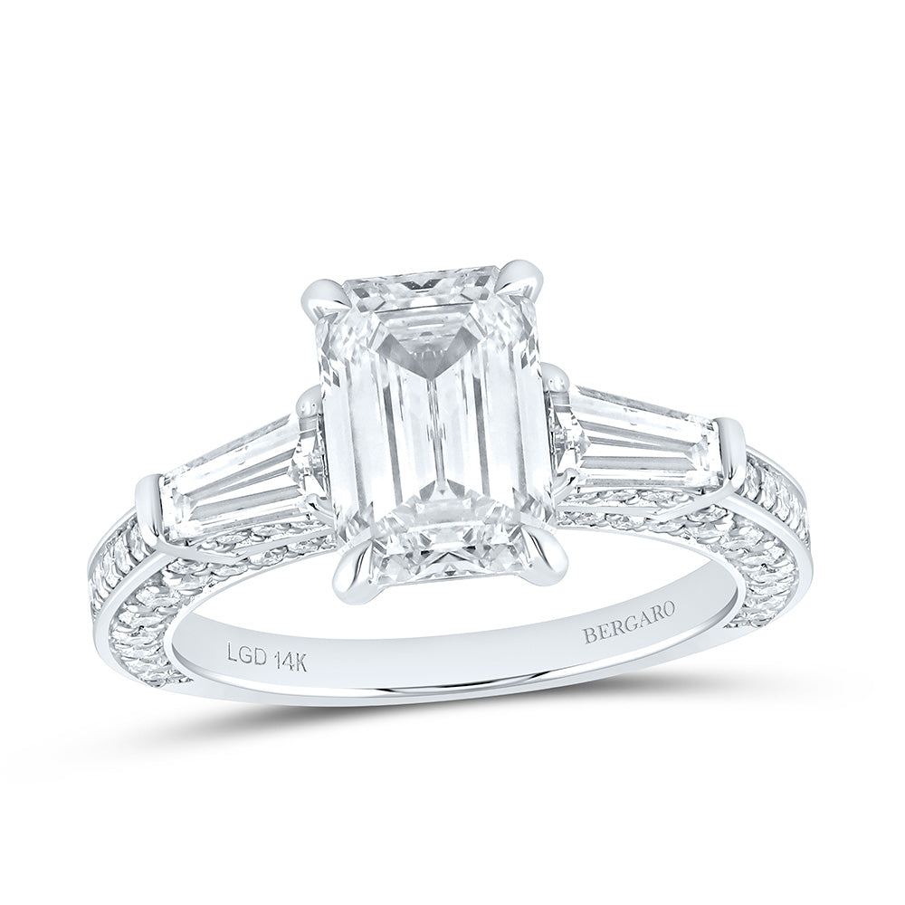14K Yellow Or White Gold 3 1/3 Cttw Lab Grown Diamond 2 Cttw Center Emerald Engagement Ring