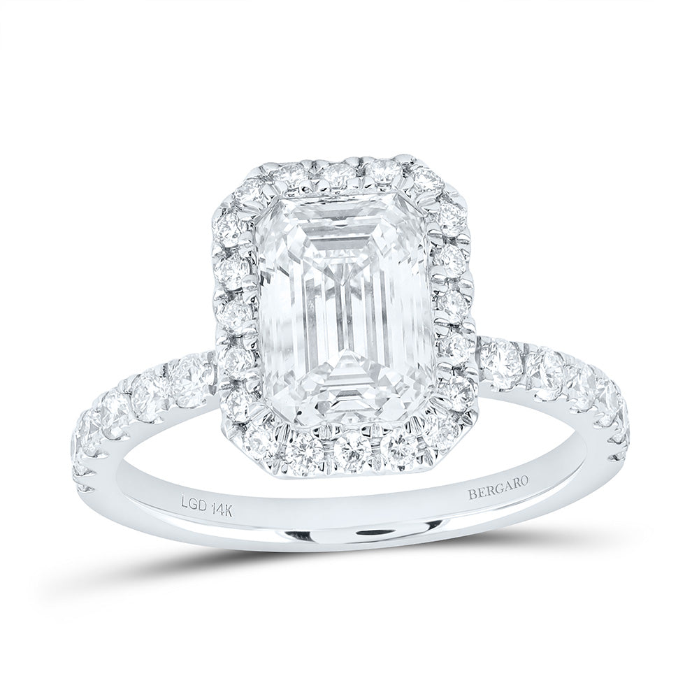 14K Yellow Or White Gold 2 3/4 Cttw Lab Grown Diamond 2 Cttw Center Emerald Engagement Ring