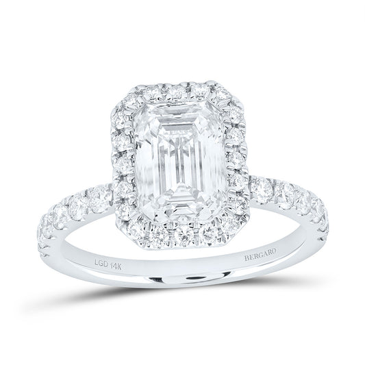 14K Yellow Or White Gold 2 3/4 Cttw Lab Grown Diamond 2 Cttw Center Emerald Engagement Ring