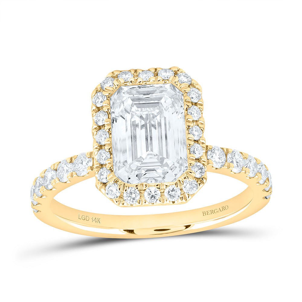 14K Yellow Or White Gold 2 3/4 Cttw Lab Grown Diamond 2 Cttw Center Emerald Engagement Ring