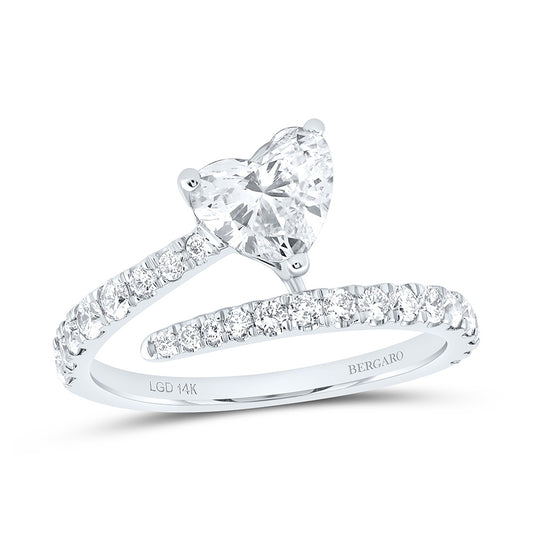 14K Yellow Or White Gold 1 1/2 Cttw Lab Grown Diamond 1 Cttw Center Heart Engagement Ring
