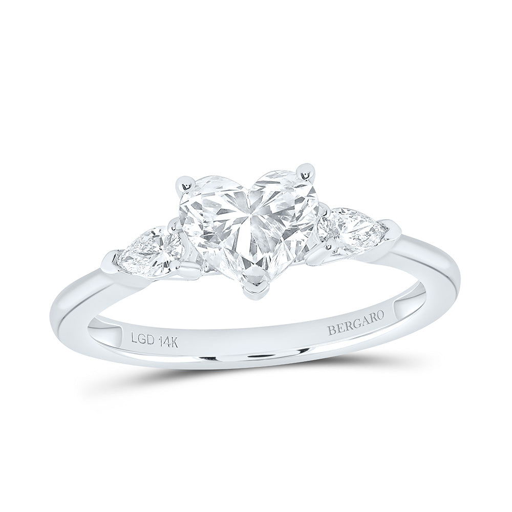 14K Yellow Or White Gold 1 1/5 Cttw Lab Grown Diamond 1 Cttw Center Heart Engagement Ring