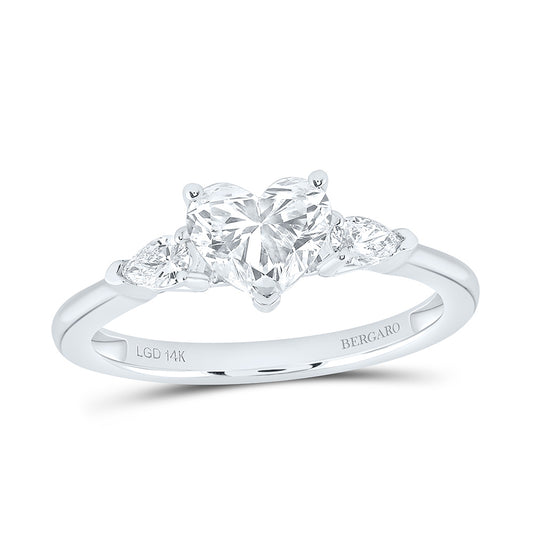14K Yellow Or White Gold 1 1/5 Cttw Lab Grown Diamond 1 Cttw Center Heart Engagement Ring