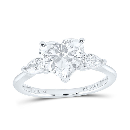 14K Yellow Or White Gold 2 3/8 Cttw Lab Grown Diamond 2 Cttw Center Heart Engagement Ring