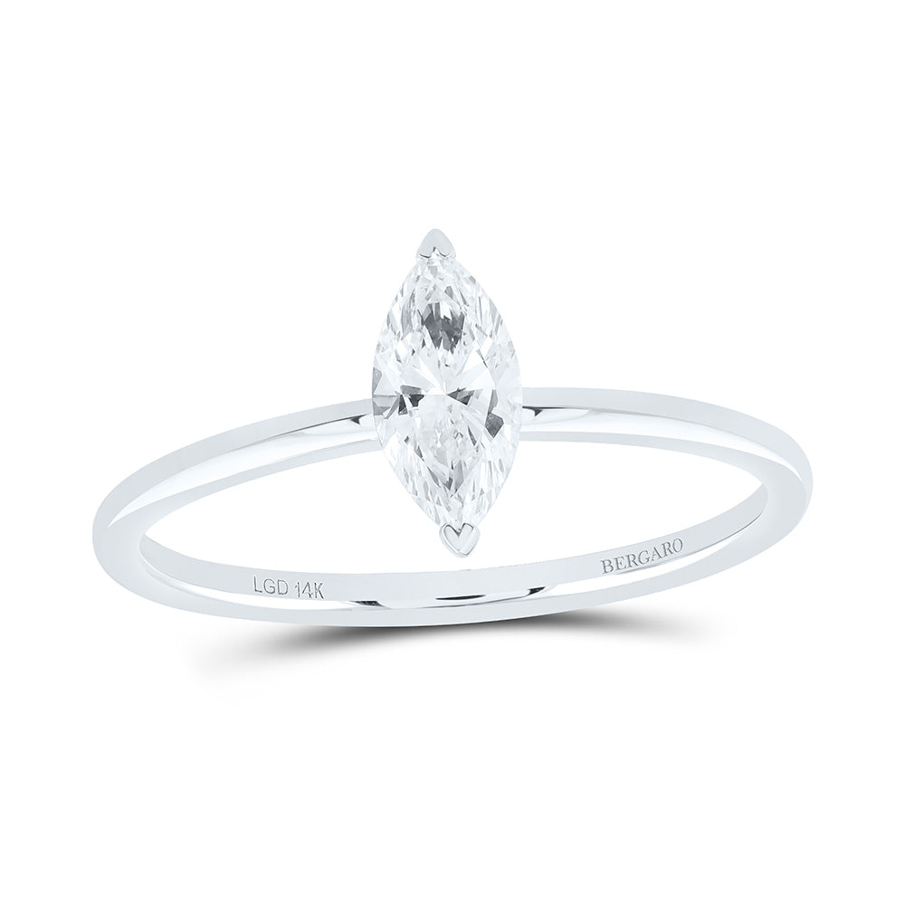 14K Yellow Or White Gold 1/2 Cttw Lab Grown Diamond Marquise Solitaire Ring