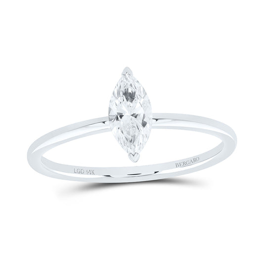 14K Yellow Or White Gold 1/2 Cttw Lab Grown Diamond Marquise Solitaire Ring