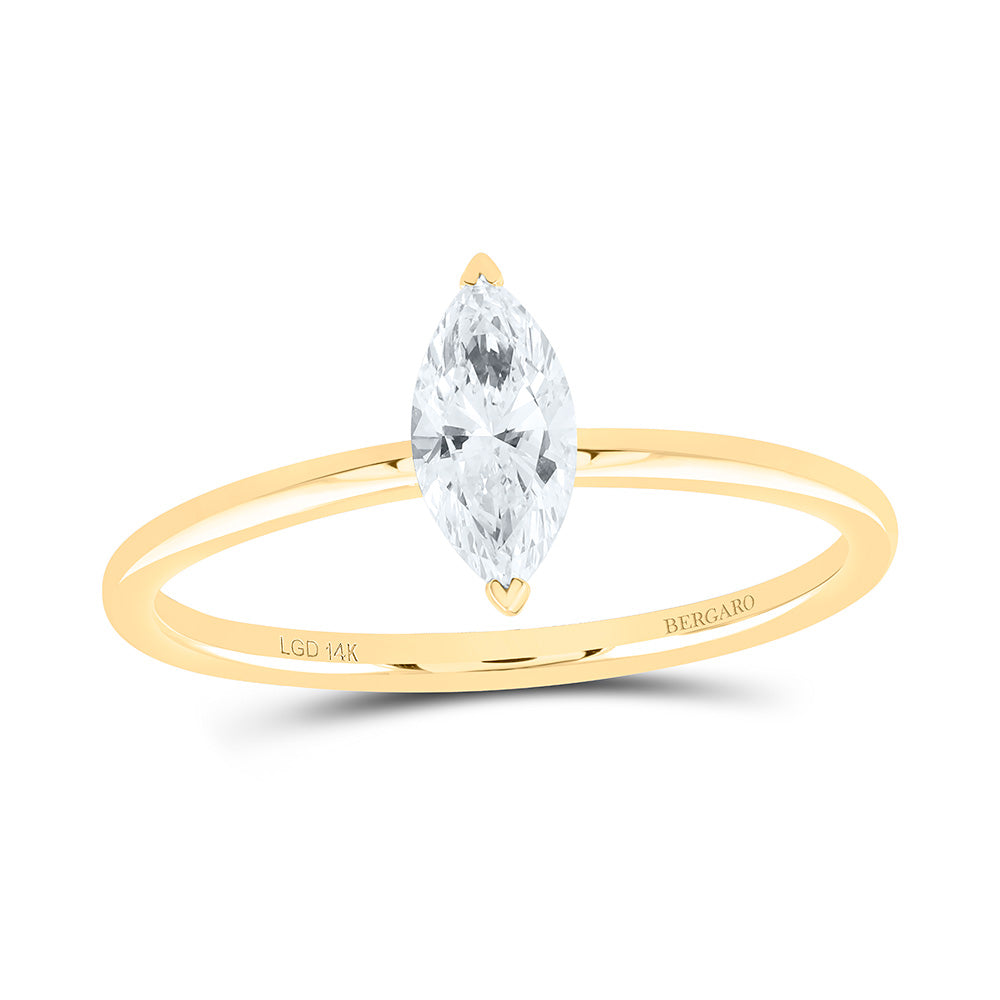 14K Yellow Or White Gold 1/2 Cttw Lab Grown Diamond Marquise Solitaire Ring