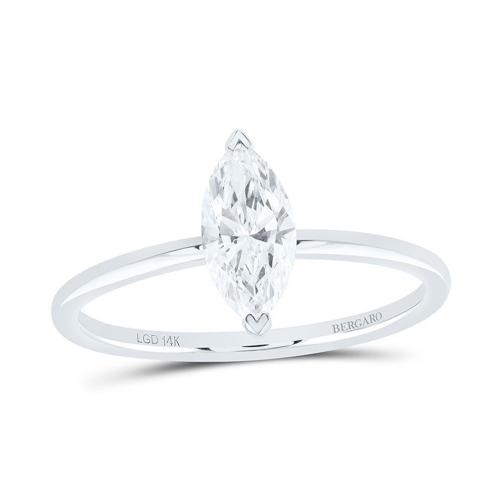 14K Yellow Or White Gold 1/2 Cttw Lab Grown Diamond Marquise Solitaire Ring