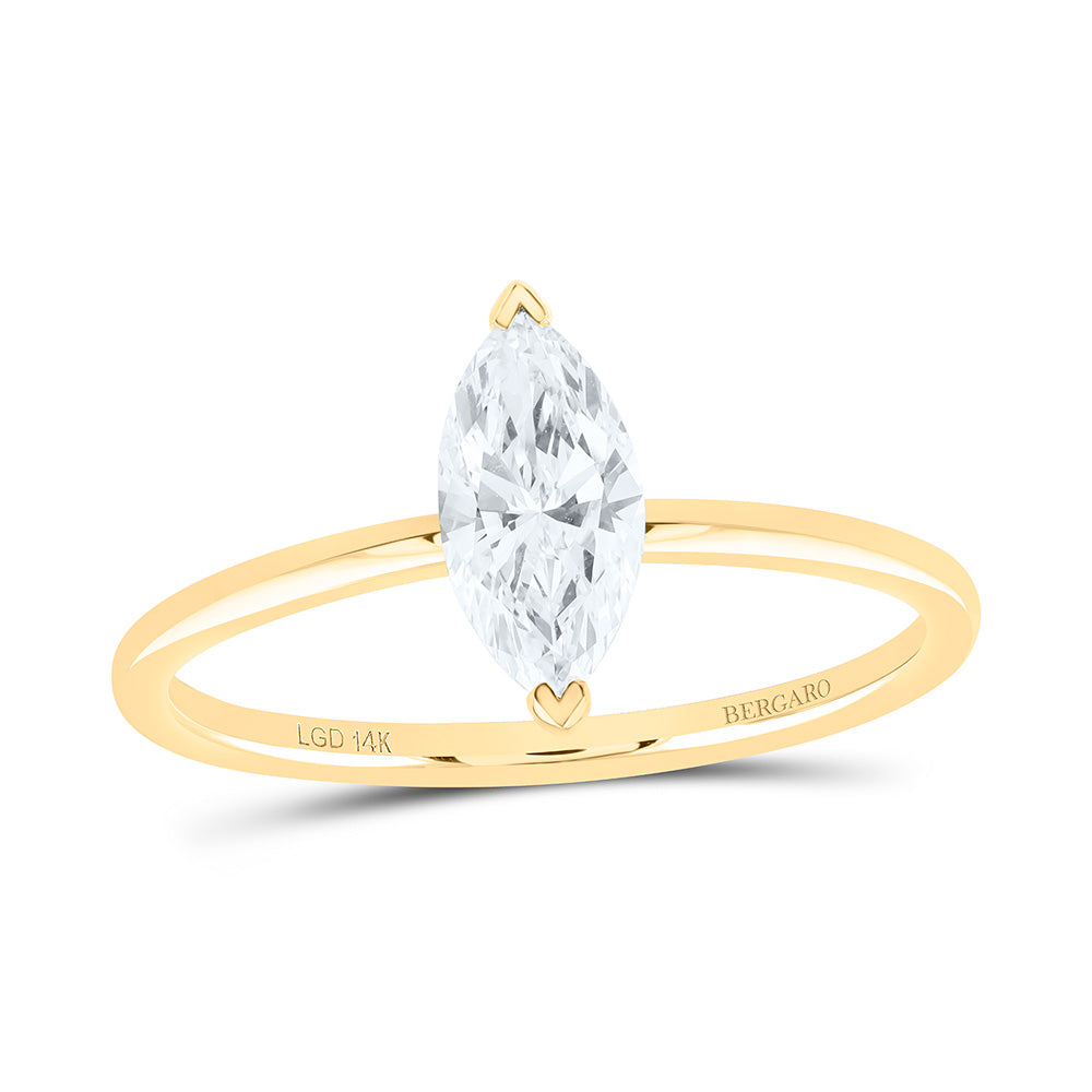 14K Yellow Or White Gold 1/2 Cttw Lab Grown Diamond Marquise Solitaire Ring