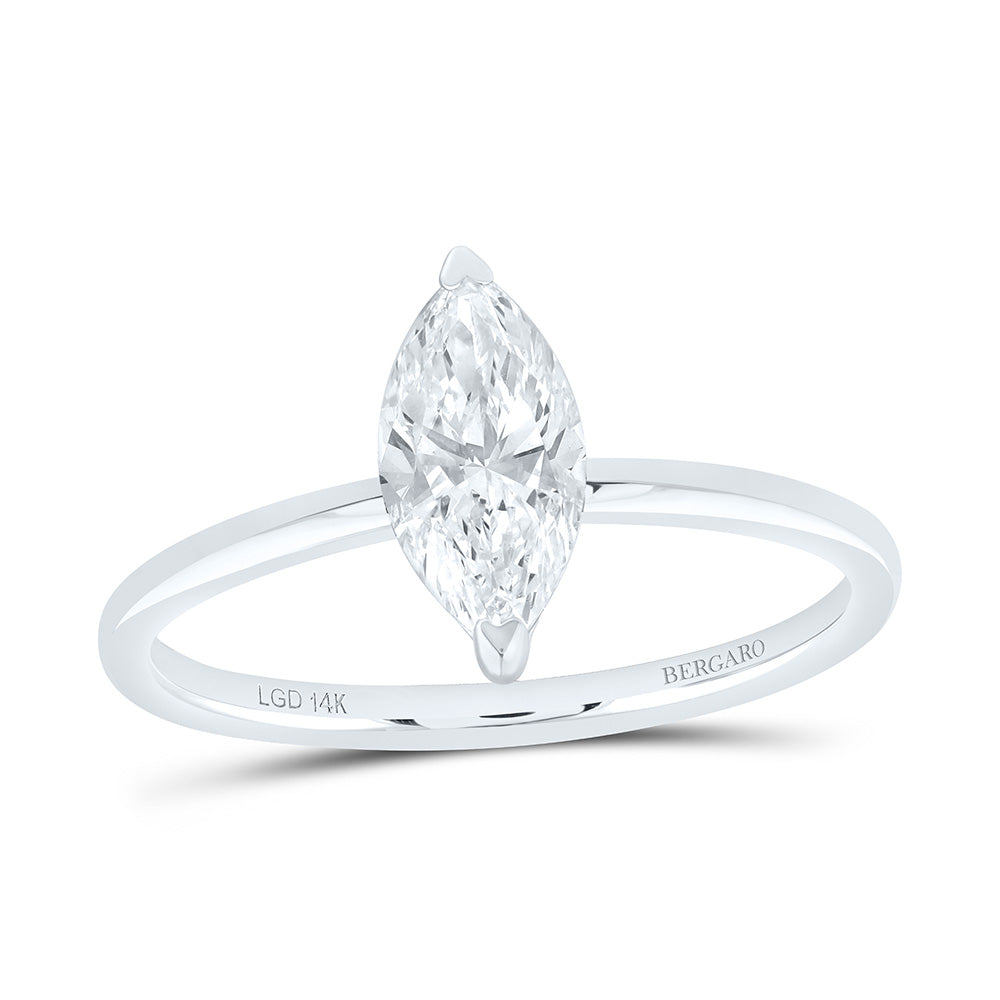 14K Yellow Or White Gold 1/2 Cttw Lab Grown Diamond Marquise Solitaire Ring