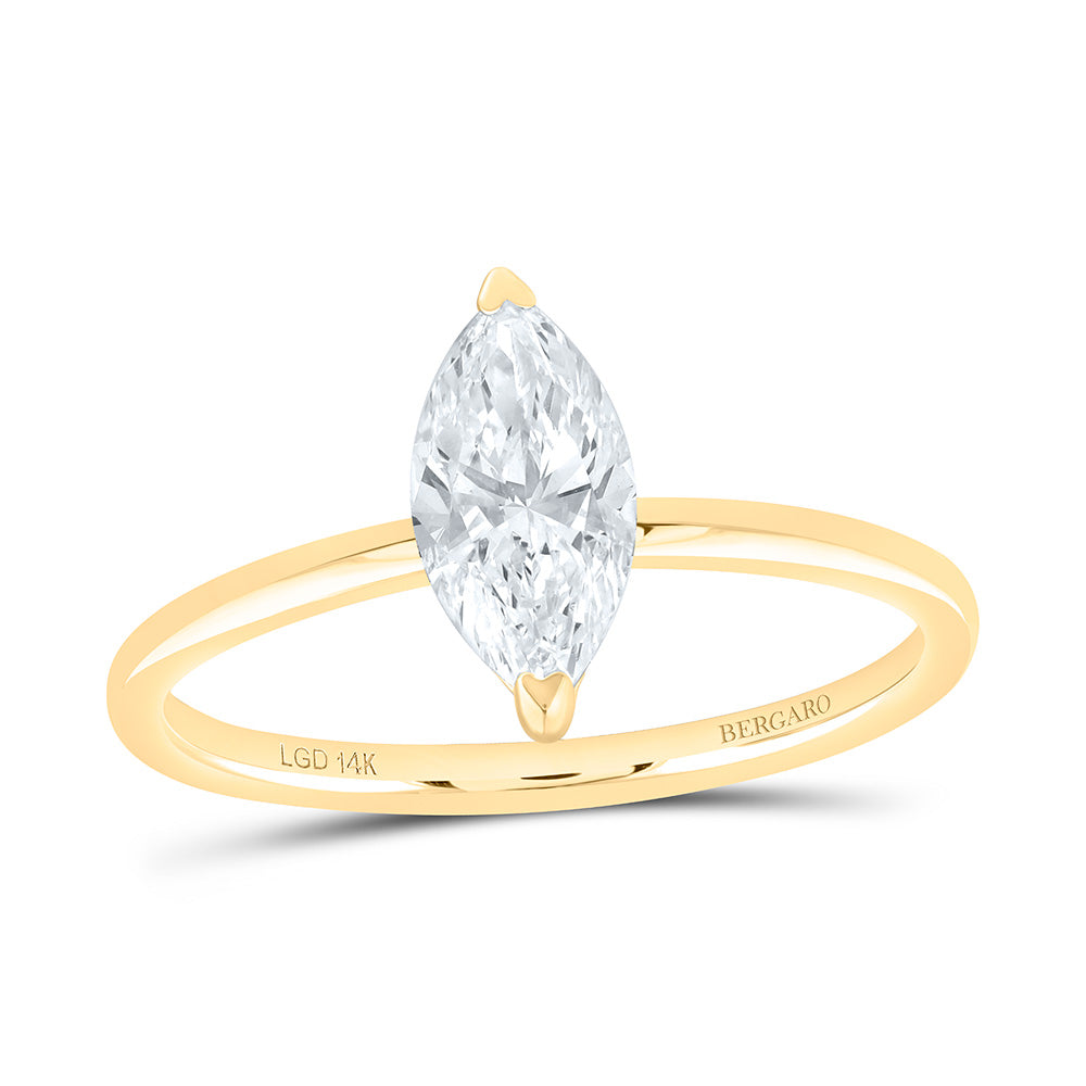 14K Yellow Or White Gold 1/2 Cttw Lab Grown Diamond Marquise Solitaire Ring