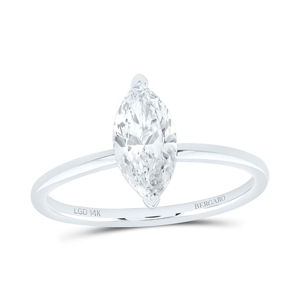 14K Yellow Or White Gold 1/2 Cttw Lab Grown Diamond Marquise Solitaire Ring