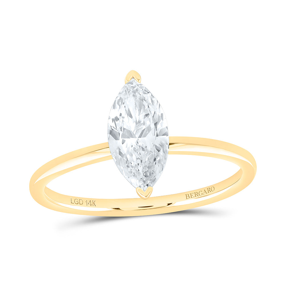 14K Yellow Or White Gold 1/2 Cttw Lab Grown Diamond Marquise Solitaire Ring