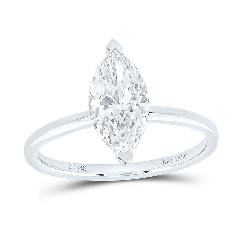 14K Yellow Or White Gold 1/2 Cttw Lab Grown Diamond Marquise Solitaire Ring