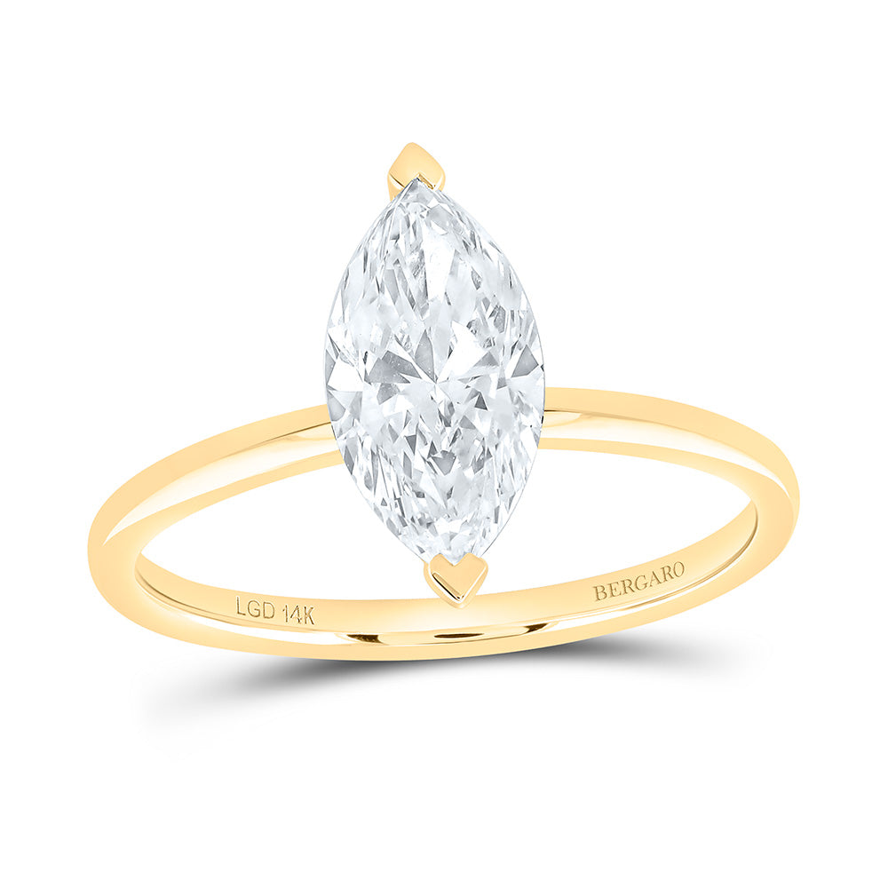 14K Yellow Or White Gold 1/2 Cttw Lab Grown Diamond Marquise Solitaire Ring