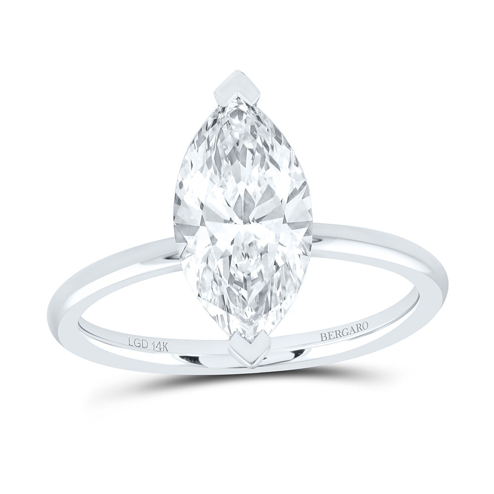 14K Yellow Or White Gold 1/2 Cttw Lab Grown Diamond Marquise Solitaire Ring