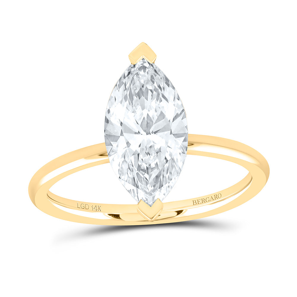 14K Yellow Or White Gold 1/2 Cttw Lab Grown Diamond Marquise Solitaire Ring