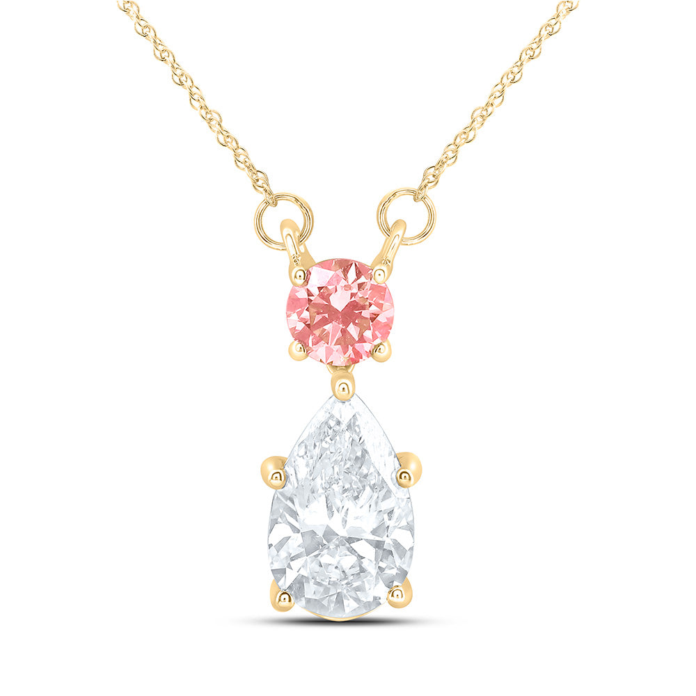 14K Yellow Or White Gold 2 5/8 Cttw Lab Grown Diamond Fashion Pink Diamond Necklace (18 Inch)