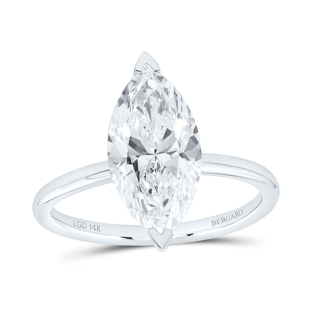 14K Yellow Or White Gold 1/2 Cttw Lab Grown Diamond Marquise Solitaire Ring
