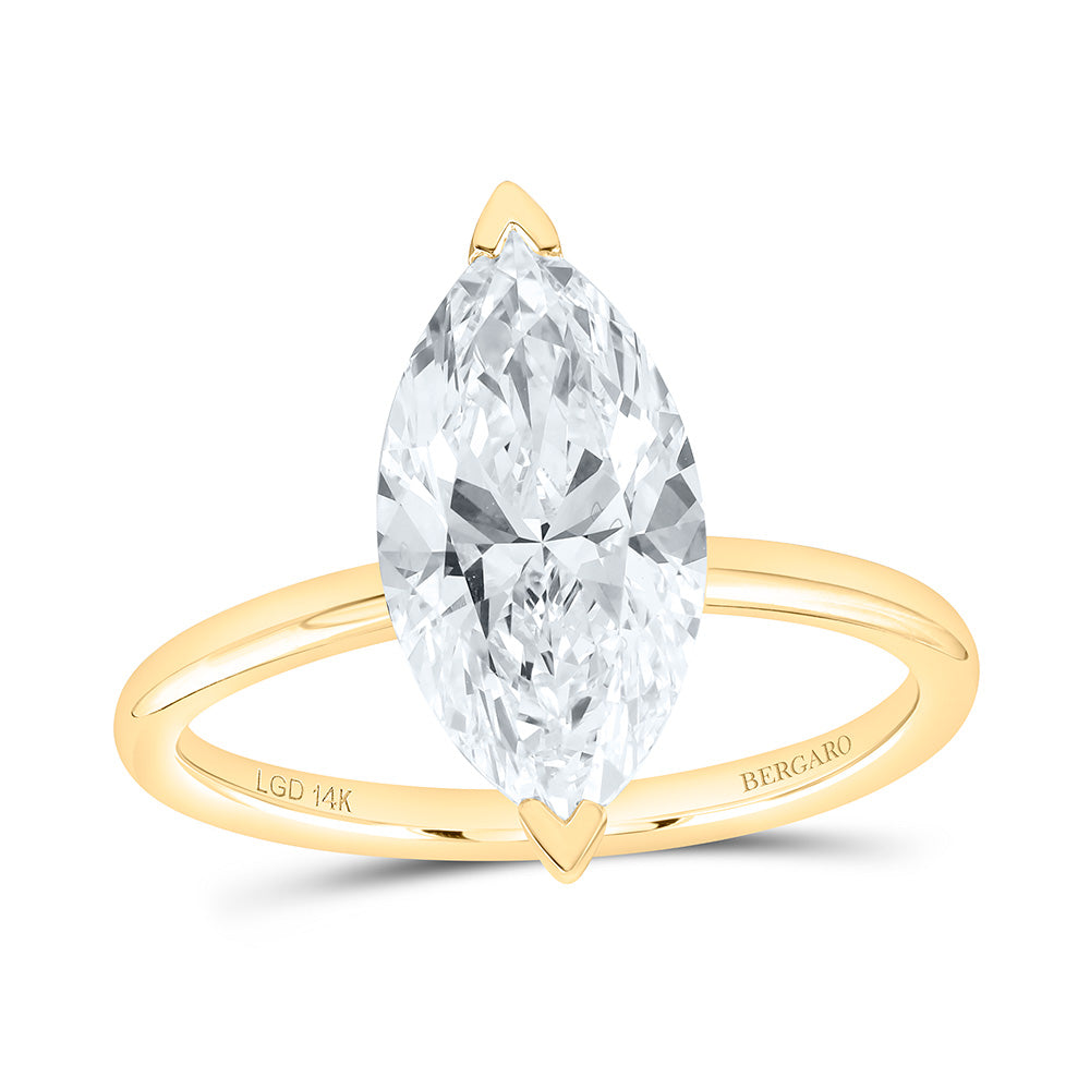 14K Yellow Or White Gold 1/2 Cttw Lab Grown Diamond Marquise Solitaire Ring
