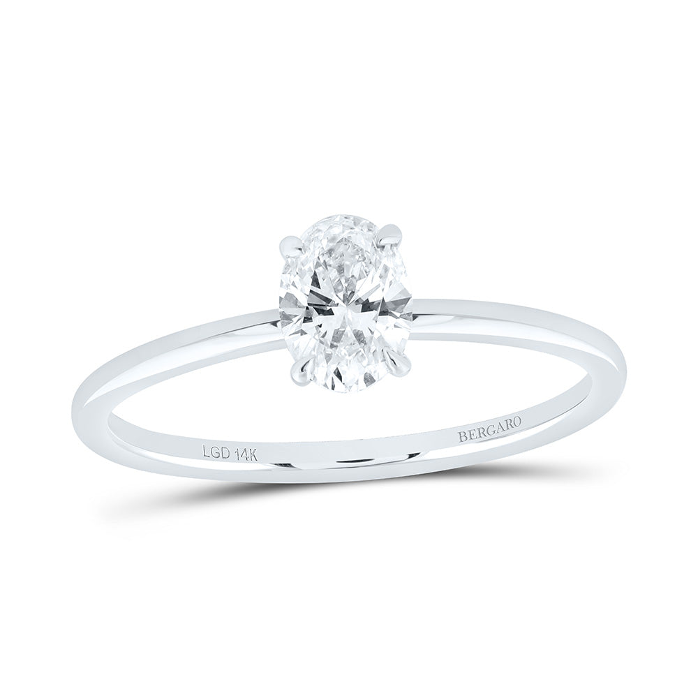 14K Yellow Or White Gold 1/2 Cttw Lab Grown Diamond Oval Solitaire Ring
