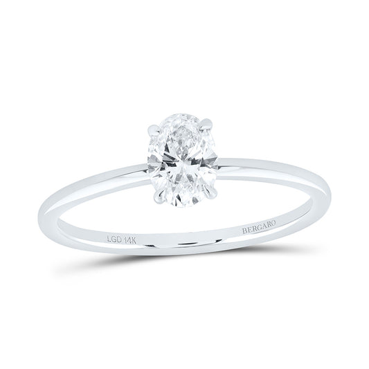 14K Yellow Or White Gold 1/2 Cttw Lab Grown Diamond Oval Solitaire Ring