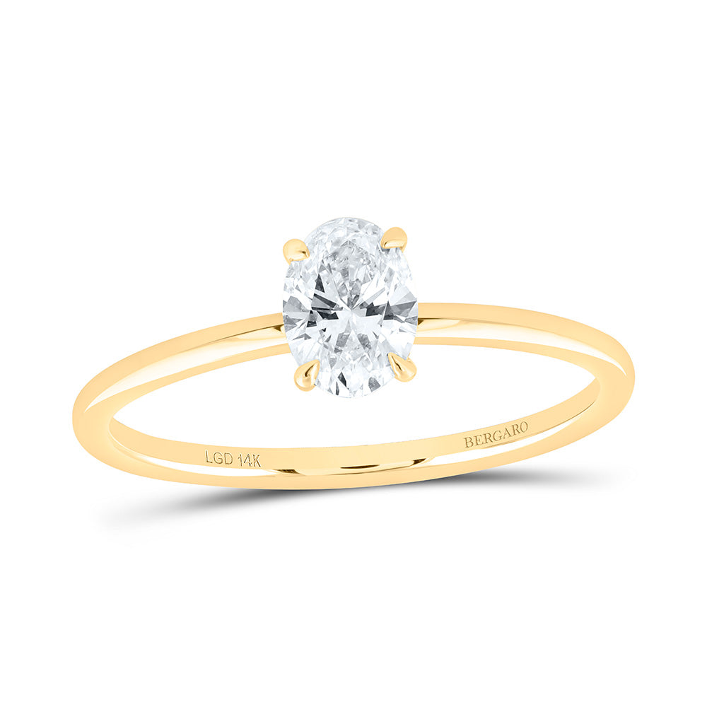 14K Yellow Or White Gold 1/2 Cttw Lab Grown Diamond Oval Solitaire Ring