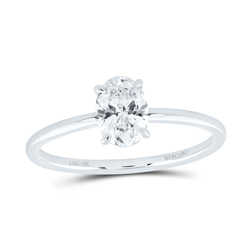 14K Yellow Or White Gold 3/4 Cttw Lab Grown Diamond Oval Solitaire Ring