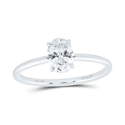 14K Yellow Or White Gold 3/4 Cttw Lab Grown Diamond Oval Solitaire Ring
