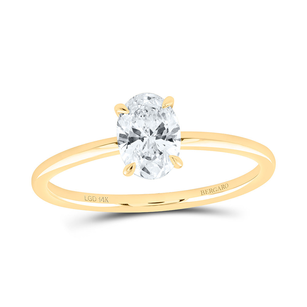 14K Yellow Or White Gold 3/4 Cttw Lab Grown Diamond Oval Solitaire Ring