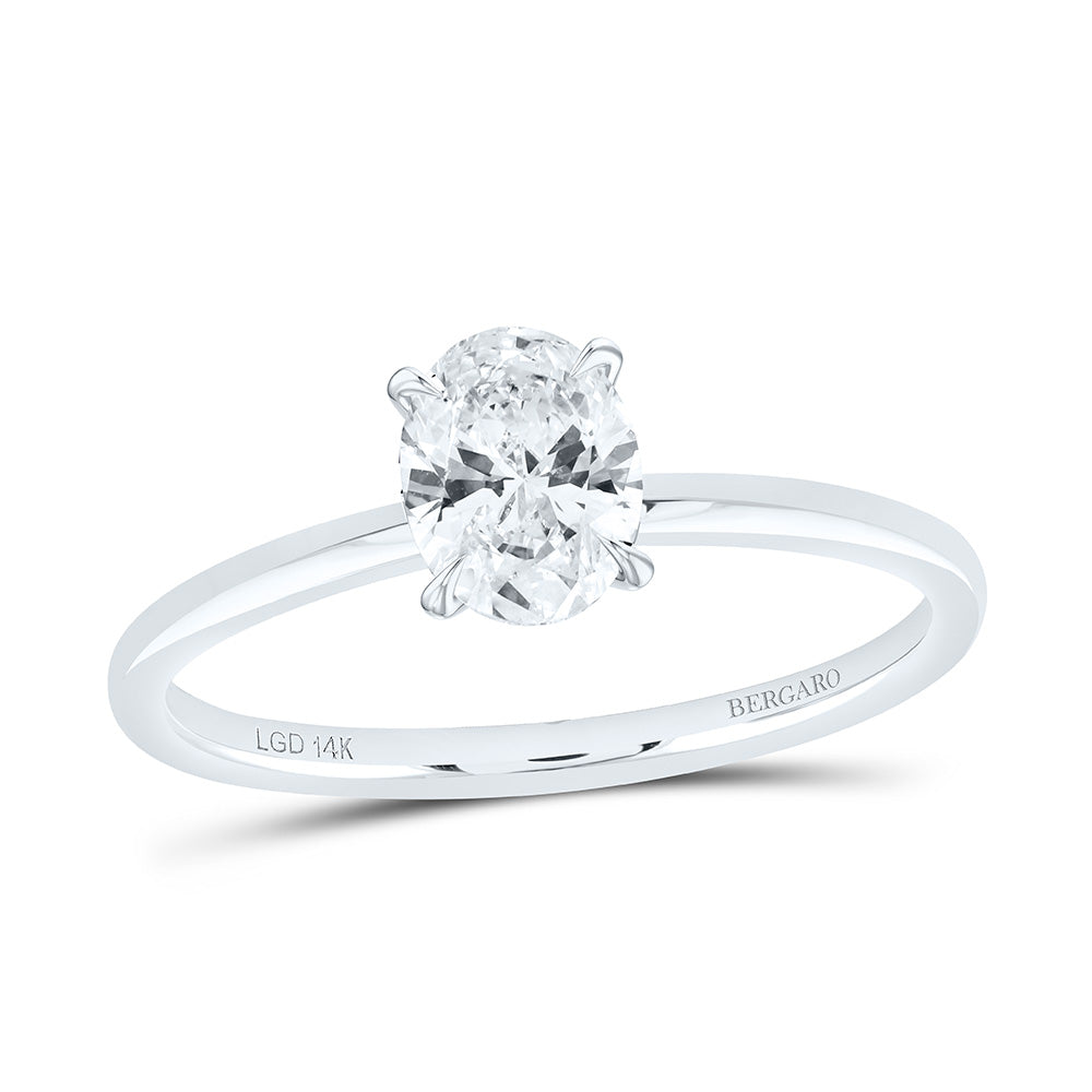 14K Yellow Or White Gold 7/8 Cttw Lab Grown Diamond Oval Solitaire Ring