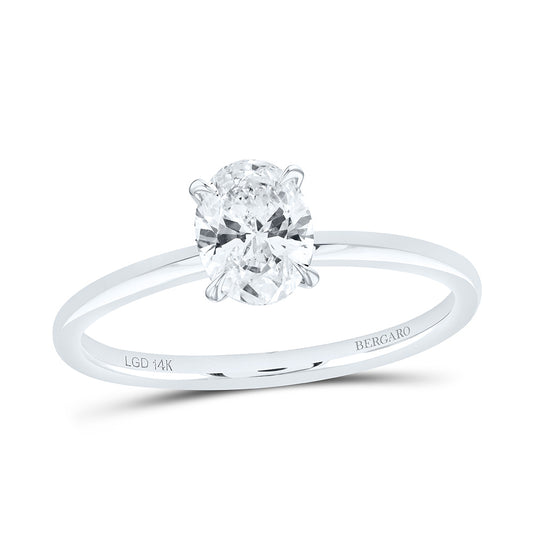 14K Yellow Or White Gold 7/8 Cttw Lab Grown Diamond Oval Solitaire Ring