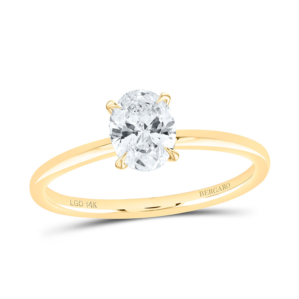 14K Yellow Or White Gold 7/8 Cttw Lab Grown Diamond Oval Solitaire Ring