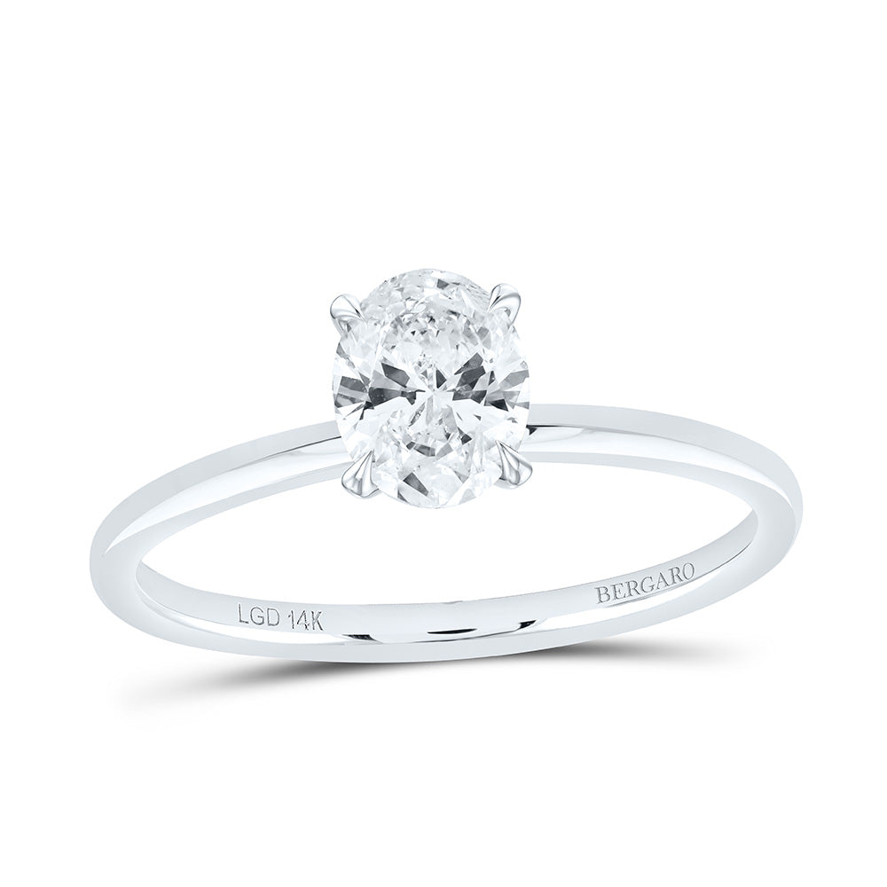 14K Yellow Or White Gold 1 1/5 Cttw Lab Grown Diamond Oval Solitaire Ring