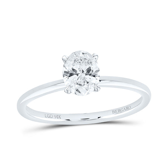 14K Yellow Or White Gold 1 1/5 Cttw Lab Grown Diamond Oval Solitaire Ring