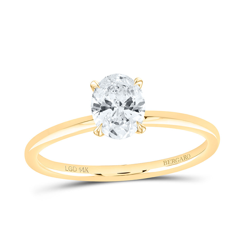 14K Yellow Or White Gold 1 1/5 Cttw Lab Grown Diamond Oval Solitaire Ring