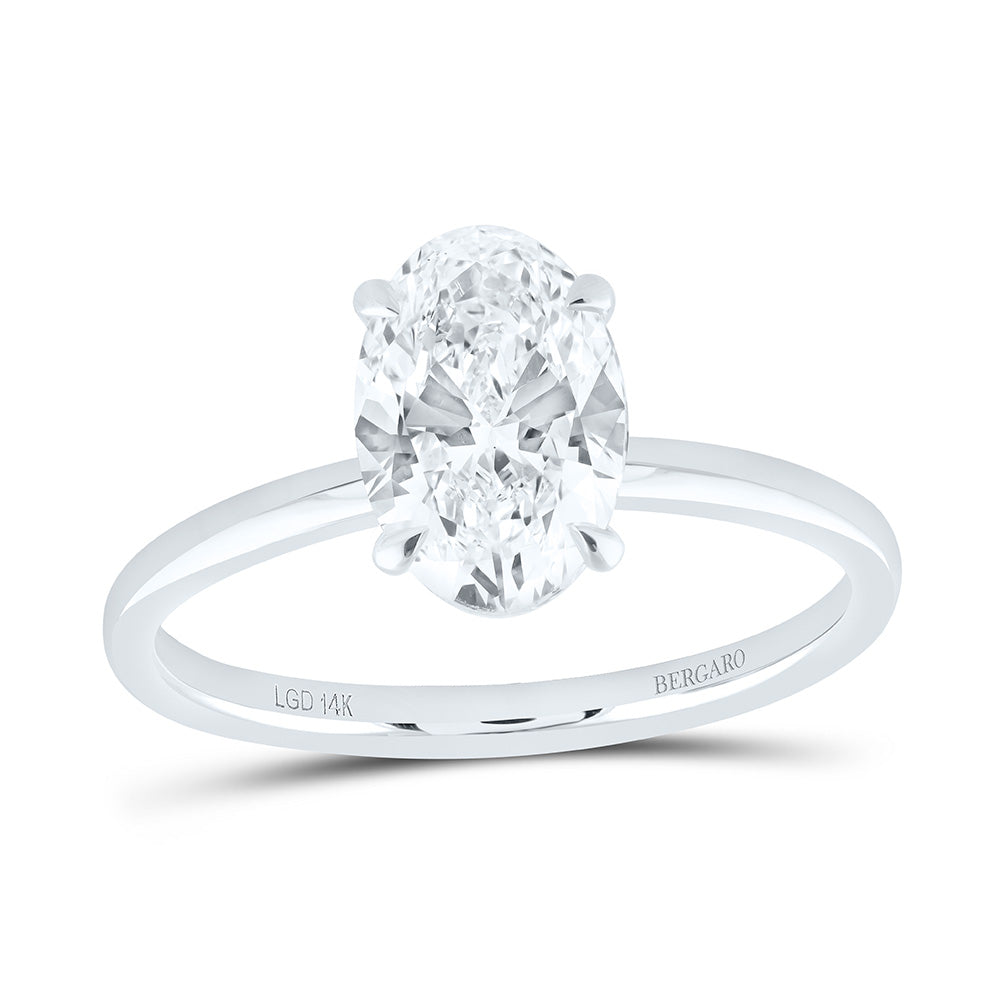 14K Yellow Or White Gold 1 1/2 Cttw Lab Grown Diamond Oval Solitaire Ring