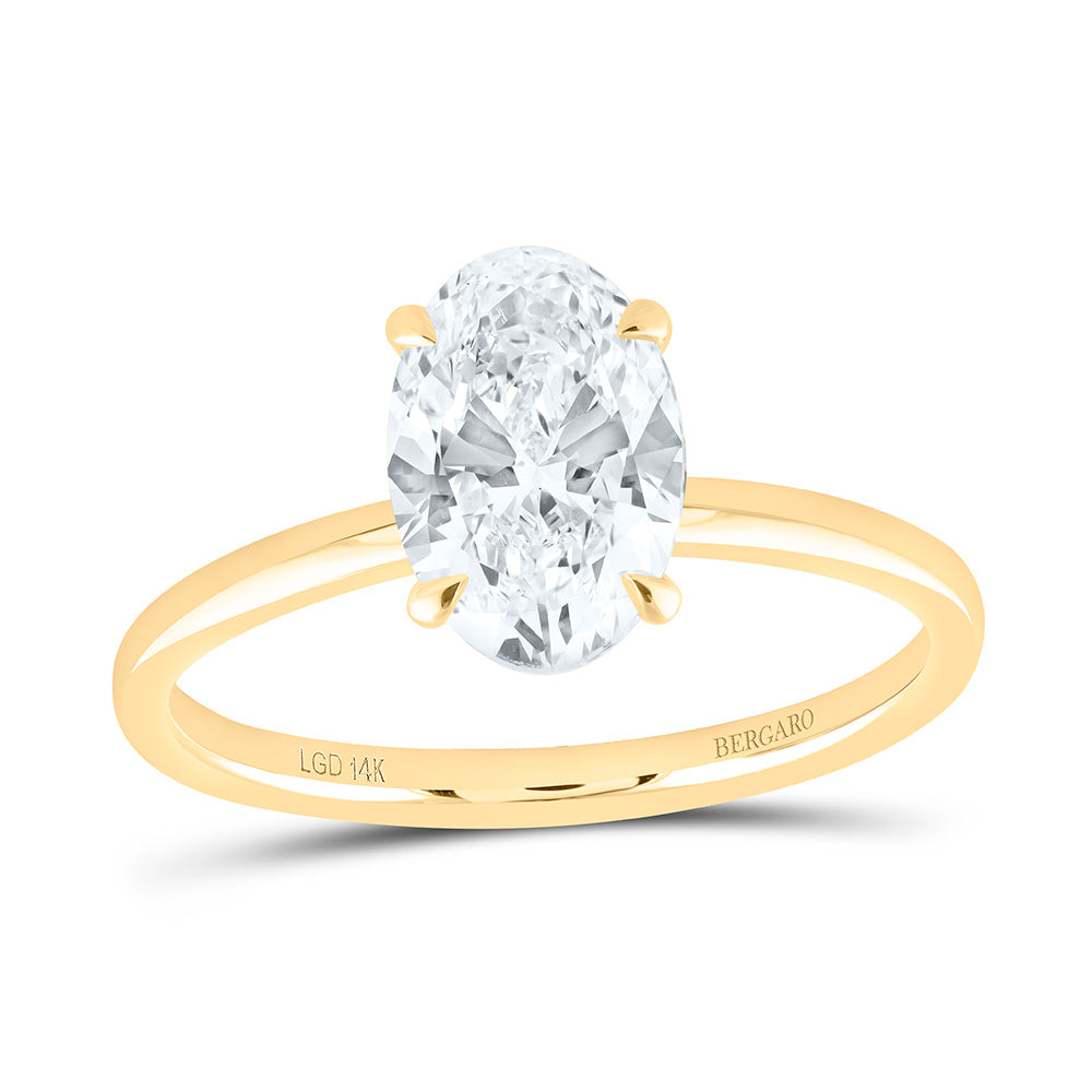 14K Yellow Or White Gold 1 1/2 Cttw Lab Grown Diamond Oval Solitaire Ring